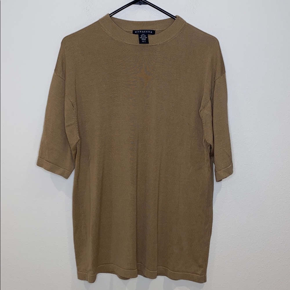 Baracuta Men’s Tan 2 Ply Silk Shirt Size Large